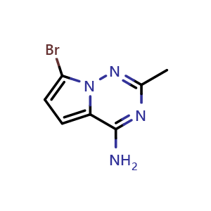 Chemical structure of 7-Bromo-2-methylpyrrolo[2,1-f][1,2,4]triazin-4-amine , CAS 937047-46-6, AChemBlock S72828