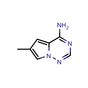 Chemical structure of 6-methylpyrrolo[2,1-f][1,2,4]triazin-4-amine , CAS 937047-29-5, AChemBlock S72831