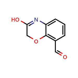 Chemical structure of 3-hydroxy-2H-1,4-benzoxazine-8-carbaldehyde , CAS 935758-15-9, AChemBlock S72847