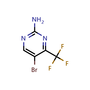 Chemical structure of 5-bromo-4-(trifluoromethyl)pyrimidin-2-amine , CAS 935534-47-7, AChemBlock S72849