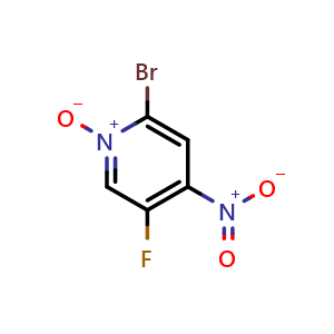 Chemical structure of 2-bromo-5-fluoro-4-nitro-1-oxido-pyridin-1-ium , CAS 935534-40-0, AChemBlock S72851