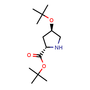 Chemical structure of tert-butyl (2S,4R)-4-(tert-butoxy)pyrrolidine-2-carboxylate , CAS 93527-54-9, AChemBlock S72852