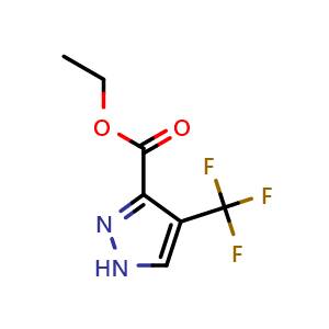 Chemical structure of ethyl 4-(trifluoromethyl)-1H-pyrazole-3-carboxylate , CAS 934758-94-8, AChemBlock S72854
