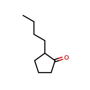 Chemical structure of 2-butylcyclopentan-1-one , CAS 934-42-9, AChemBlock S72857