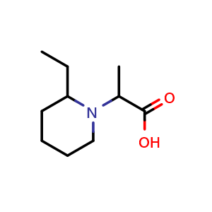 Chemical structure of 2-(2-Ethylpiperidin-1-yl)propanoic acid , CAS 933745-10-9, AChemBlock S72876