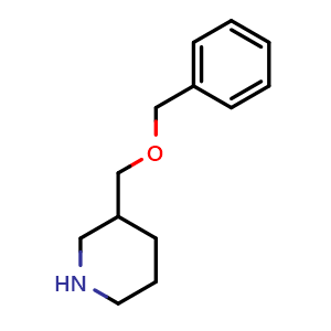 Chemical structure of 3-[(benzyloxy)methyl]piperidine , CAS 933736-78-8, AChemBlock S72878