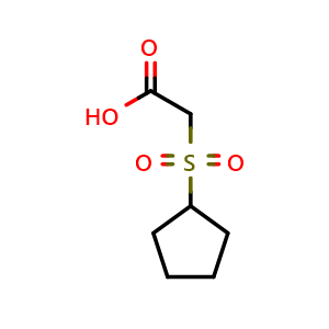 Chemical structure of 2-(cyclopentanesulfonyl)acetic acid , CAS 933730-84-8, AChemBlock S72881