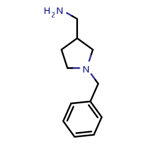 Chemical structure of (1-benzylpyrrolidin-3-yl)methanamine , CAS 93138-61-5, AChemBlock S72922