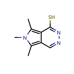 Chemical structure of 5,6,7-trimethyl-6H-pyrrolo[3,4-d]pyridazine-1-thiol , CAS 929973-63-7, AChemBlock S72936