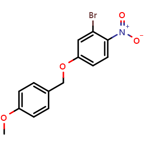 Chemical structure of 2-bromo-4-[(4-methoxyphenyl)methoxy]-1-nitro-benzene , CAS 929095-68-1, AChemBlock S72945