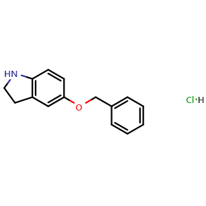 Chemical structure of 5-(benzyloxy)-2,3-dihydro-1H-indole hydrochloride , CAS 92818-37-6, AChemBlock S72955