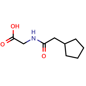 Chemical structure of 2-(2-cyclopentylacetamido)acetic acid , CAS 926217-69-8, AChemBlock S72978