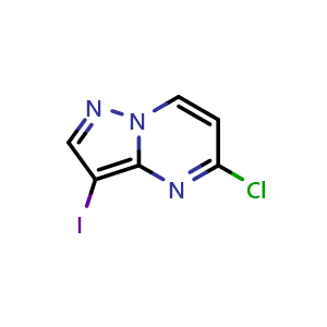 Chemical structure of 5-chloro-3-iodopyrazolo[1,5-a]pyrimidine , CAS 923595-58-8, AChemBlock S72998