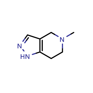 Chemical structure of 5-methyl-1H,4H,5H,6H,7H-pyrazolo[4,3-c]pyridine , CAS 92223-93-3, AChemBlock S73014