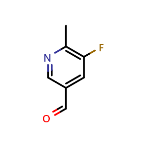 Chemical structure of 5-fluoro-6-methylpyridine-3-carbaldehyde , CAS 917835-70-2, AChemBlock S73048