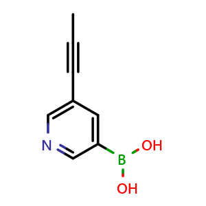 Chemical structure of [5-(prop-1-yn-1-yl)pyridin-3-yl]boronic acid , CAS 917471-30-8, AChemBlock S73051