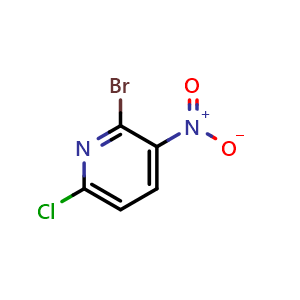 Chemical structure of 2-bromo-6-chloro-3-nitro-pyridine , CAS 91678-23-8, AChemBlock S73057