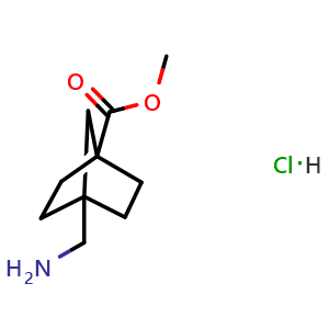 Chemical structure of methyl 4-(aminomethyl)norbornane-1-carboxylate;hydrochloride , CAS 916211-28-4, AChemBlock S73064