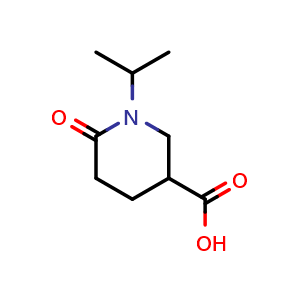 Chemical structure of 6-oxo-1-(propan-2-yl)piperidine-3-carboxylic acid , CAS 915922-33-7, AChemBlock S73072