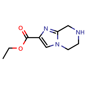 Chemical structure of ethyl 5H,6H,7H,8H-imidazo[1,2-a]pyrazine-2-carboxylate , CAS 91476-82-3, AChemBlock S73089