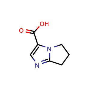 Chemical structure of 5H,6H,7H-pyrrolo[1,2-a]imidazole-3-carboxylic acid , CAS 914637-68-6, AChemBlock S73090