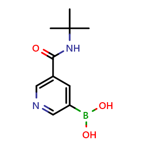 Chemical structure of (5-(tert-butylcarbamoyl)pyridin-3-yl)boronic acid , CAS 913835-99-1, AChemBlock S73098