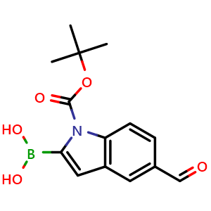 2-borono-5-formyl-1H-indole-1-carboxylic acid-1-(1,1-dimethylethyl) ester