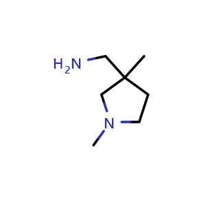 Chemical structure of (1,3-dimethylpyrrolidin-3-yl)methanamine , CAS 912771-31-4, AChemBlock S73110