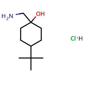 Chemical structure of 1-(aminomethyl)-4-tert-butylcyclohexan-1-ol hydrochloride , CAS 91249-23-9, AChemBlock S73114