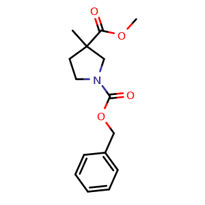 Chemical structure of 1-benzyl 3-methyl 3-methylpyrrolidine-1,3-dicarboxylate , CAS 912444-74-7, AChemBlock S73117