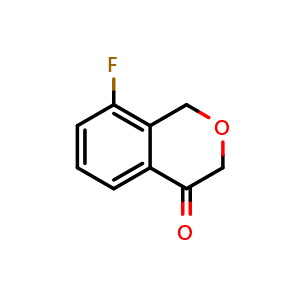 Chemical structure of 8-fluoro-3,4-dihydro-1H-2-benzopyran-4-one , CAS 911825-99-5, AChemBlock S73124