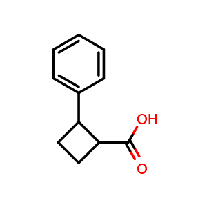 Chemical structure of 2-phenylcyclobutanecarboxylic acid , CAS 91142-54-0, AChemBlock S73132