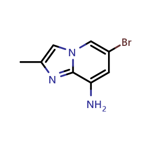 Chemical structure of 6-bromo-2-methyl-imidazo[1,2-a]pyridin-8-amine , CAS 910777-49-0, AChemBlock S73138
