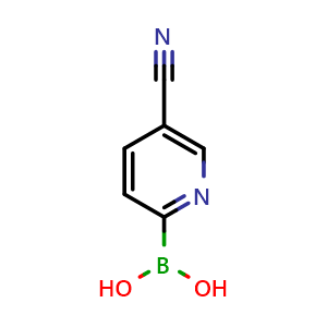 Chemical structure of 5-cyanopyridin-2-ylboronic acid , CAS 910547-29-4, AChemBlock S73141