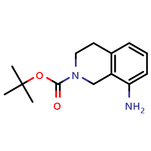Chemical structure of tert-butyl 8-amino-1,2,3,4-tetrahydroisoquinoline-2-carboxylate , CAS 910442-87-4, AChemBlock S73144