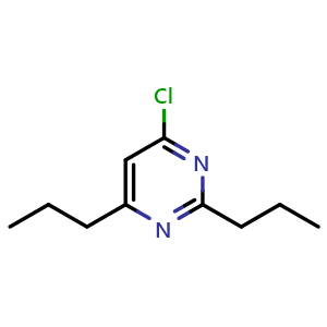 Chemical structure of 4-chloro-2,6-dipropylpyrimidine , CAS 90972-76-2, AChemBlock S73149