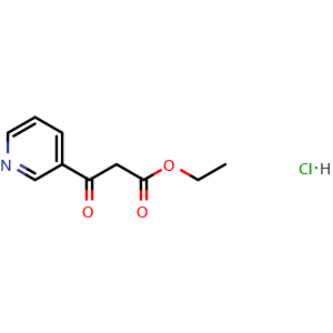 Chemical structure of ethyl 3-oxo-3-(pyridin-3-yl)propanoate hydrochloride , CAS 90922-54-6, AChemBlock S73155