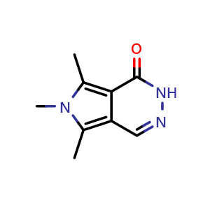 Chemical structure of 5,6,7-trimethyl-1H,2H,6H-pyrrolo[3,4-d]pyridazin-1-one , CAS 90817-87-1, AChemBlock S73166