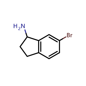 Chemical structure of 6-bromoindan-1-amine , CAS 907973-36-8, AChemBlock S73168