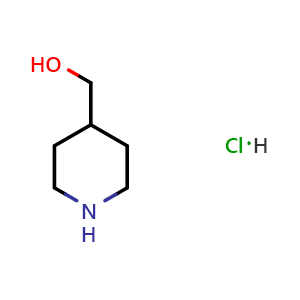 Chemical structure of (piperidin-4-yl)methanol hydrochloride , CAS 90748-01-9, AChemBlock S73170