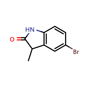 Chemical structure of 5-bromo-3-methylindolin-2-one , CAS 90725-49-8, AChemBlock S73173