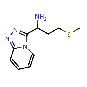 Chemical structure of 3-(methylsulfanyl)-1-{[1,2,4]triazolo[4,3-a]pyridin-3-yl}propan-1-amine , CAS 901273-33-4, AChemBlock S73226