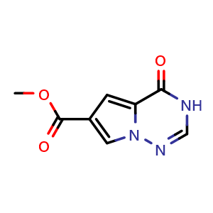 Chemical structure of methyl 4-oxo-3H,4H-pyrrolo[2,1-f][1,2,4]triazine-6-carboxylate , CAS 900783-11-1, AChemBlock S73228