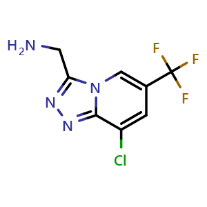 Chemical structure of 1-[8-chloro-6-(trifluoromethyl)-[1,2,4]triazolo[4,3-a]pyridin-3-yl]methanamine , CAS 900641-14-7, AChemBlock S73230