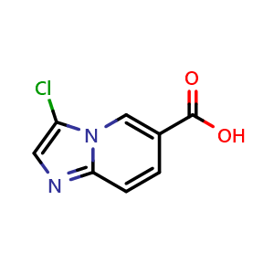 Chemical structure of 3-chloroimidazo[1,2-a]pyridine-6-carboxylic acid , CAS 900019-39-8, AChemBlock S73236