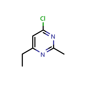 Chemical structure of 4-chloro-6-ethyl-2-methylpyrimidine , CAS 89966-72-3, AChemBlock S73241