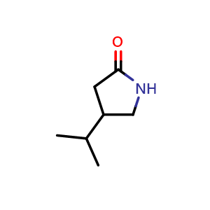 Chemical structure of 4-(propan-2-yl)pyrrolidin-2-one , CAS 89895-18-1, AChemBlock S73244