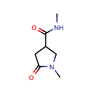 Chemical structure of N,1-Dimethyl-5-oxopyrrolidine-3-carboxamide , CAS 89851-99-0, AChemBlock S73250