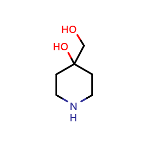 Chemical structure of 4-(hydroxymethyl)piperidin-4-ol , CAS 89584-31-6, AChemBlock S73271