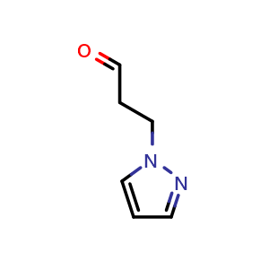 Chemical structure of 3-(1H-pyrazol-1-yl)propanal , CAS 89532-43-4, AChemBlock S73275